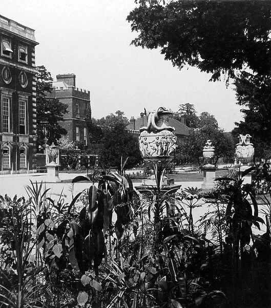 Garden and part of the east front, Hampton Court Palace, Richmond upon Thames, London. Artist: The Fine Art Photographers Co