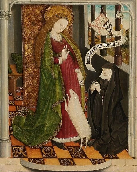 Geertruy Haeck Kneeling in Prayer before Saint Agnes, c.1465. Creator: Anon