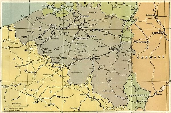 A General Map of Belgium, Indicating the Fortified Towns, 1919