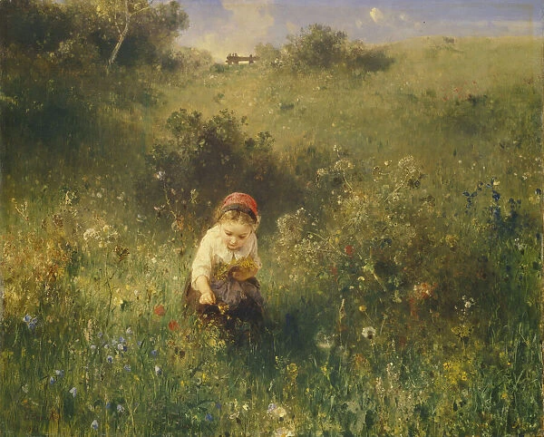 Girl in a Field, 1857. Creator: Knaus, Ludwig (1829-1910)