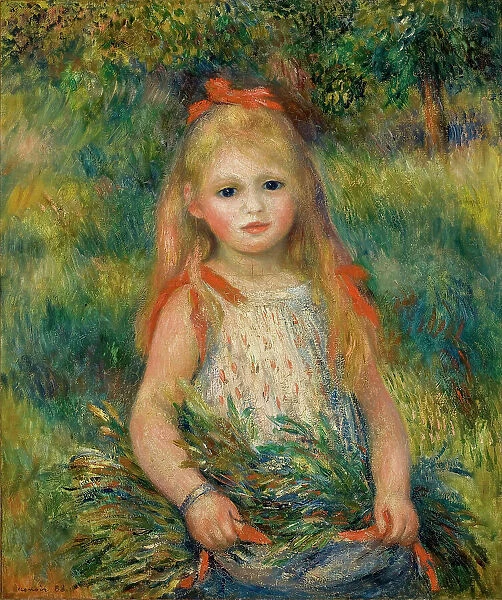Girl with Flowers, 1888. Creator: Renoir, Pierre Auguste (1841-1919)