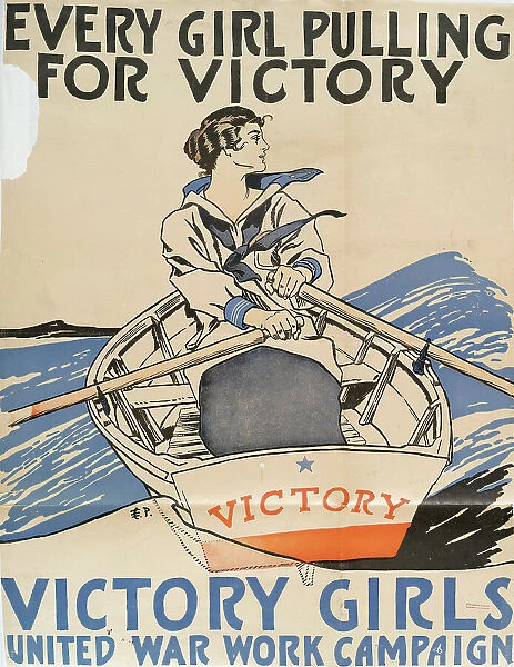 Every Girl Pulling for Victory, Victory Girls United War Work Campaign, c1918. Creator: Edward Penfield