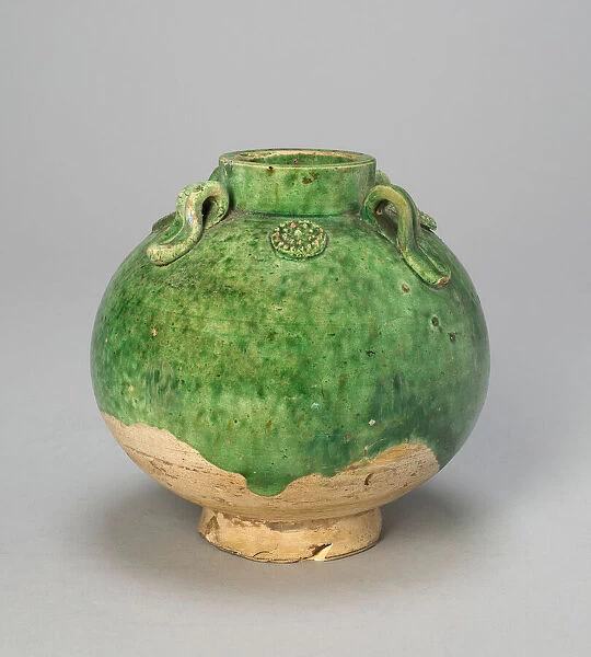 Globular Jar with Loop Handles and Medallions, Tang dynasty (618-906), 8th century