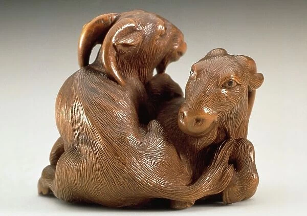 Goat Pair, Early to mid-19th century. Creator: Sukenao