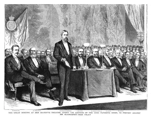 The great meeting at Her Majesty's Theatre, ...Irish Patriotic Union... 1886. Creator: Unknown