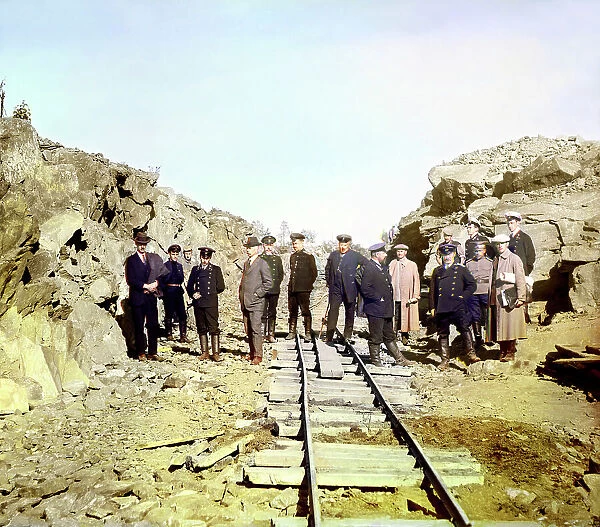 Group of railroad construction participants near the town of Kem, 1915. Creator: Sergey Mikhaylovich Prokudin-Gorsky