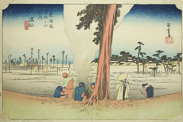 Hamamatsu: Winter Scene (Hamamatsu, fuyugare no zu), from the series 'Fifty-three... c. 1833 / 34. Creator: Ando Hiroshige. Hamamatsu: Winter Scene (Hamamatsu, fuyugare no zu), from the series 'Fifty-three... c. 1833 / 34. Creator: Ando Hiroshige