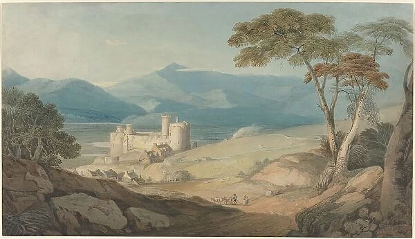 Harlech Castle and Snowdon, c. 1805. Creator: John Varley I
