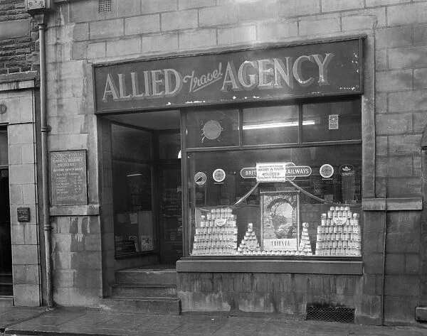 Heinz promotion in the Allied Travel Agency window, Mexborough, South Yorkshire, 1960