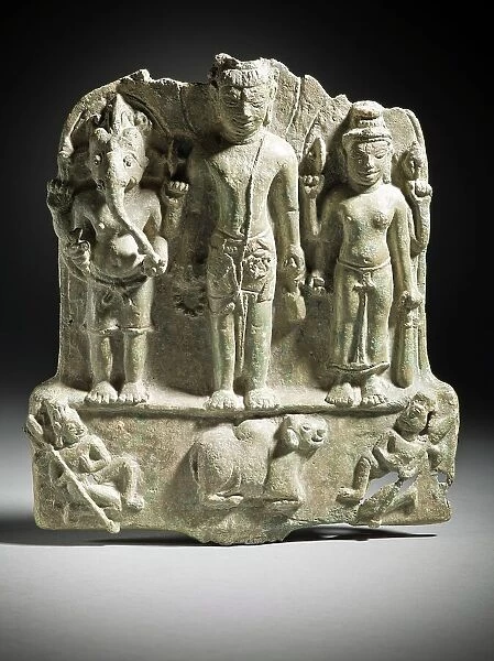 The Hindu God Shiva Flanked by Ganesha and Durga (image 1 of 2), 8th century. Creator: Unknown