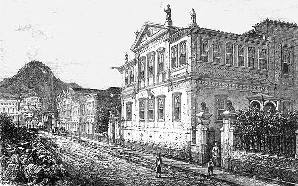 House in the Suburbs of Rio De Janeiro; Rio De Janeiro and the Organ Mountains, 1875. Creator: Thomas Woodbine Hinchliff