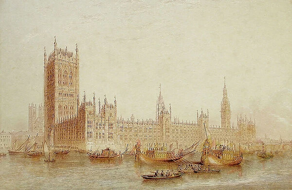 Houses of Parliament, 1851. Creator: George Baxter