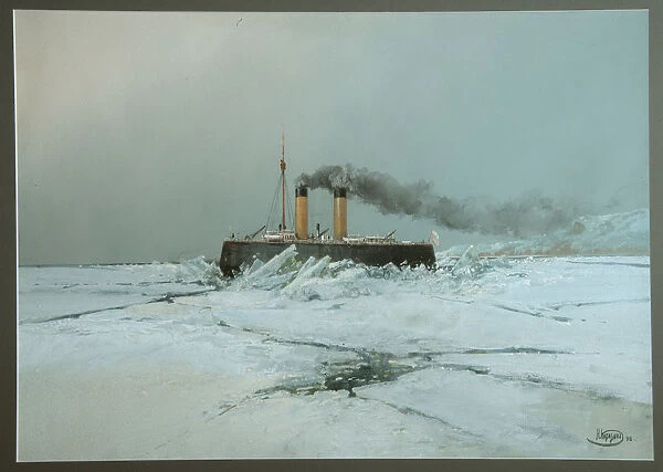Icebreaker Yermak, 1898. Artist: Karasin, Nikolai Nikolayevich (1842-1908)