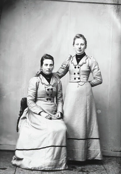 Ida and Selma Larsson from Risätra, 1890-1900 Creator: Lars Olsson Akerman