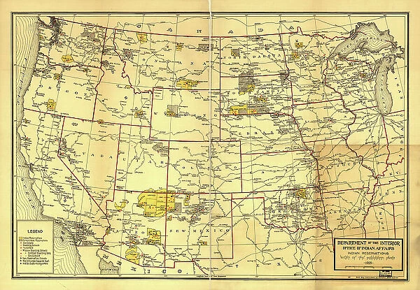 Indian Reservations west of the Mississippi River, 1923. Creator: Office of Indian Affairs