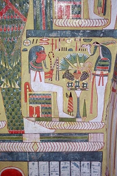 Detail of the inside of an Egyptian mummy-case, showing gods of the underworld