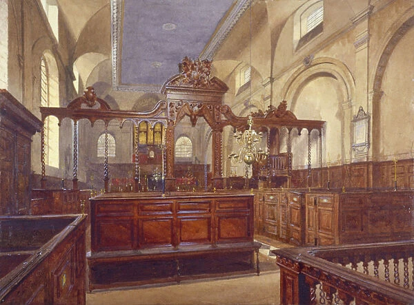 Interior of the Church of All Hallows the Great, City of London, 1884. Artist