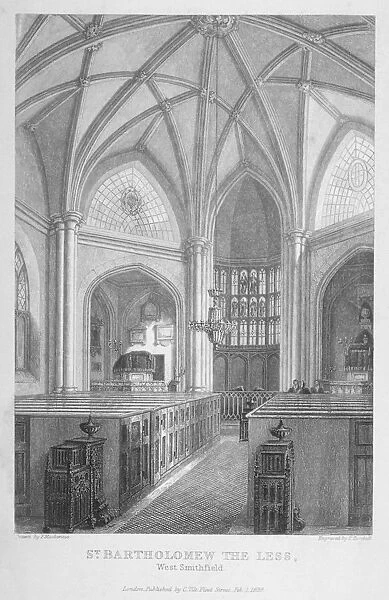 Interior of the Church of St Bartholomew-the-Less, City of London, 1839