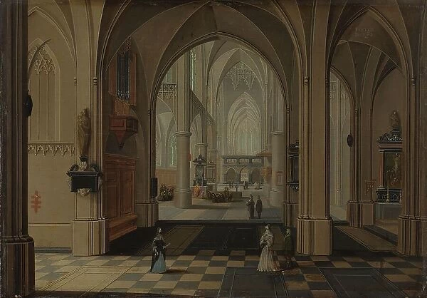 Interior of an Imaginary Gothic Church, Looking East, c.1655-c.1660. Creator: Peeter Neeffs the Elder
