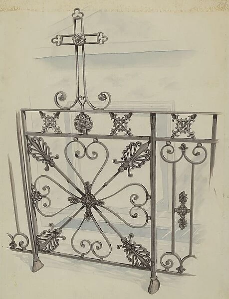 Iron Gate and Fence, c. 1936. Creator: Joseph L. Boyd