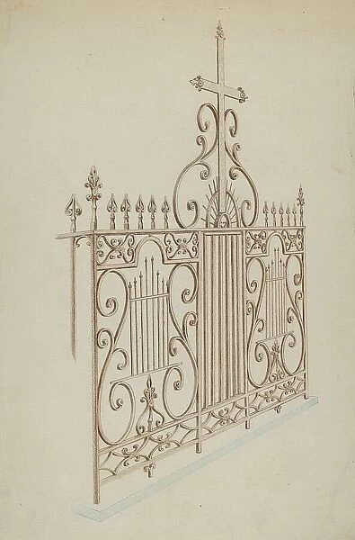 Iron Gate and Fence, c. 1937. Creator: Lucien Verbeke