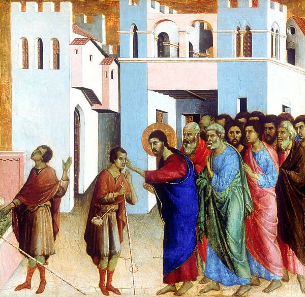 Jesus Opens the Eyes of the Man born Blind, 1311. Artist: Duccio di Buoninsegna