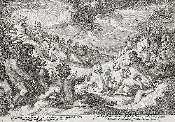 Jupiter Taking Council from the Gods about the Destruction of the Universe, published 1589. Creator: Hendrik Goltzius