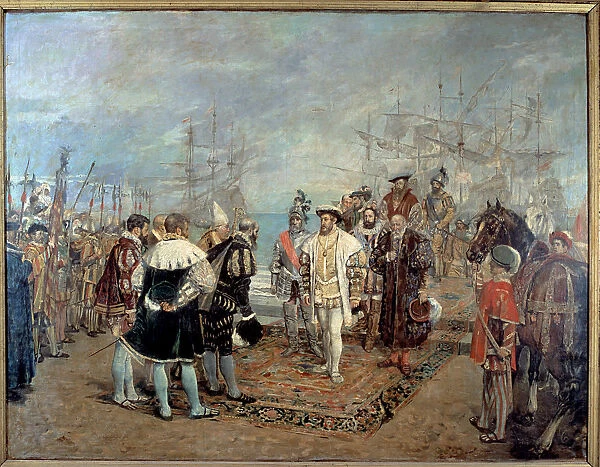 King Francis I of France arrives in Valencia Oil by Ignacio Pinazo