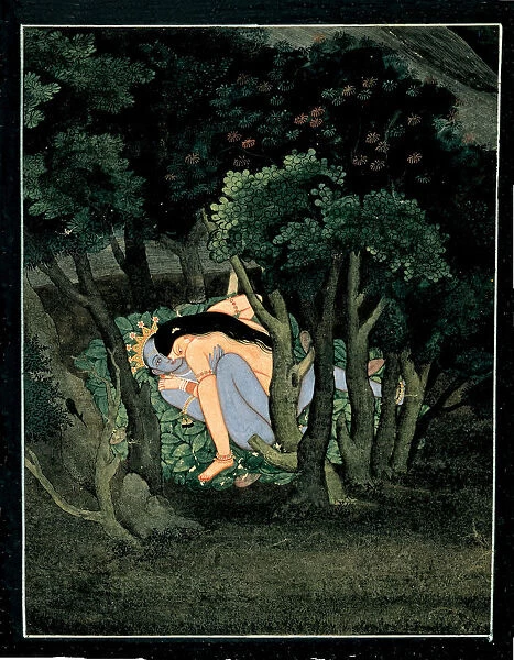 Krishna embraced by Radha, ca 1775. Artist: Indian Art