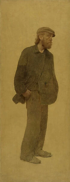 La Bouchée de pain : homme de trois-quarts coiffé d'une casquette, mains dans les poches, c.1904. Creator: Fernand Pelez
