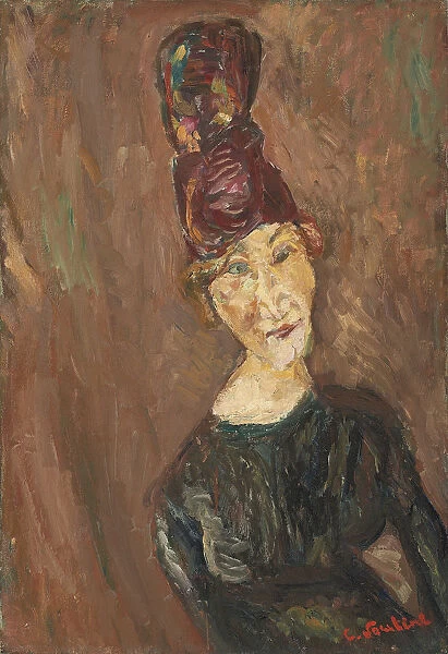 La femme au grand chapeau, ca 1919. Artist: Soutine, Chaim (1893-1943)