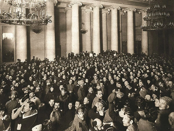 La Revolution Russe; Au Palais de Tauride: des soldats et des marins, auxquels se sont melés...1917 Creator: Unknown