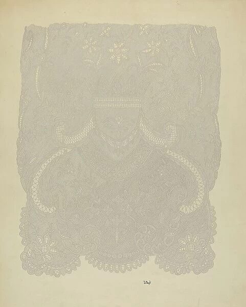 Lace Wedding Veil (Section of), c. 1938. Creator: Joseph L. Boyd