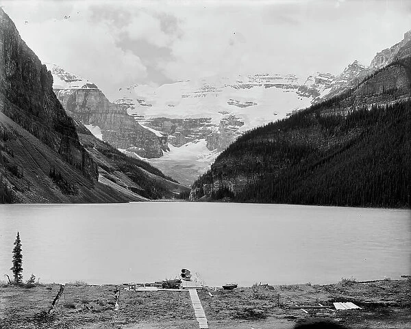 Lake Louise from chalet, Lake Louise and vicinity, Alberta, Canada, between 1900 and 1910. Creator: Unknown