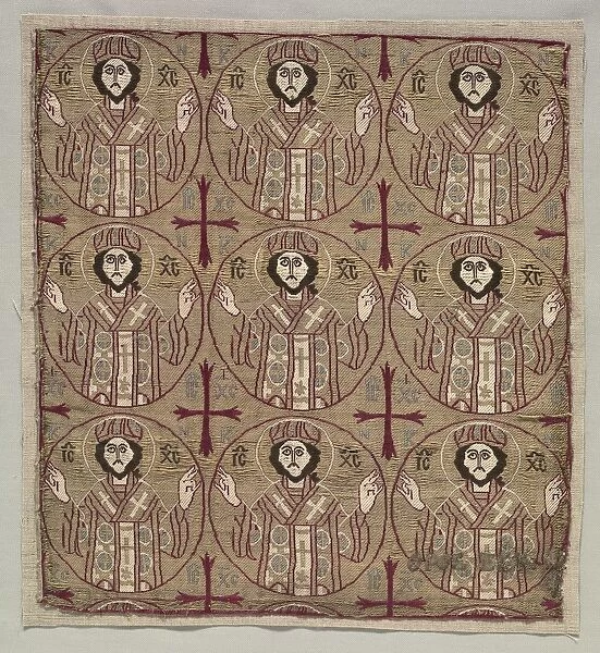 Lampas with roundels of the image of Christ in benedictory pose, 1550-1650. Creator: Unknown