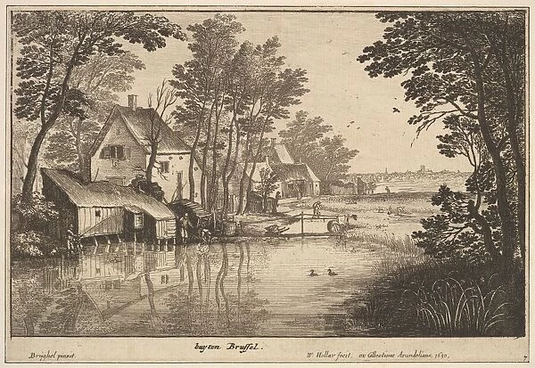 Landscape with an Angler, 1650. Creator: Wenceslaus Hollar