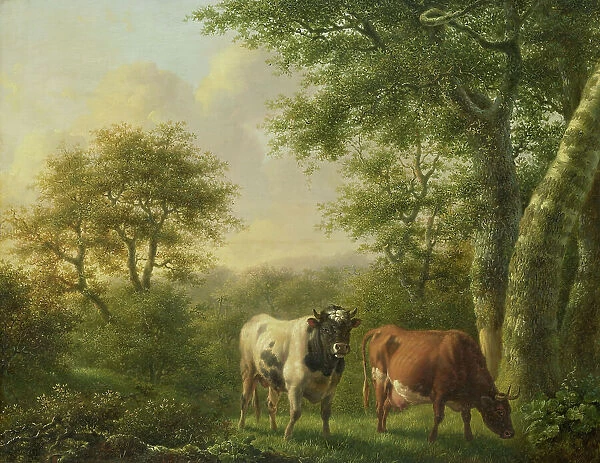 Landscape with Cattle, 1827. Creator: Adolf Karel Maximiliaan Engel