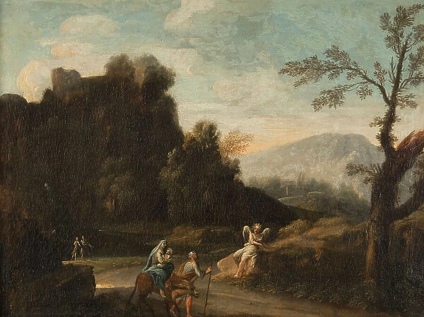 Landscape with the Flight into Egypt, c17th century. Creator: Unknown