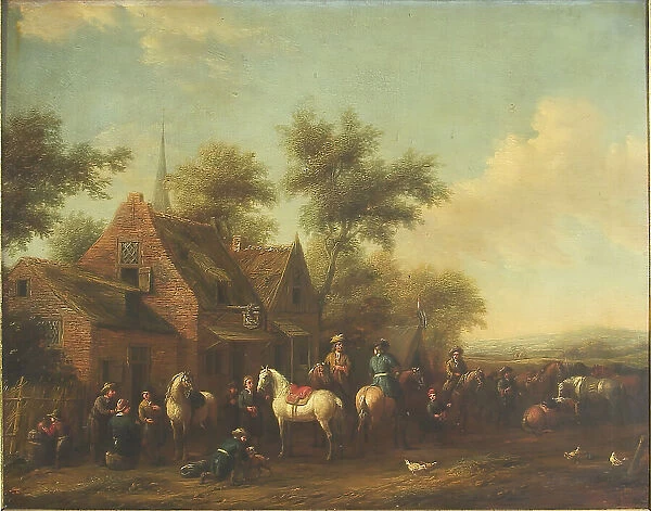 Landscape with Horsemen Resting outside an Inn, 1634-1668. Creator: Philip Wouverman
