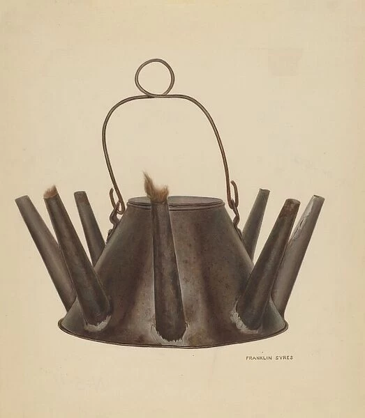 Lard Oil Lamp, c. 1940. Creator: Franklyn Syres