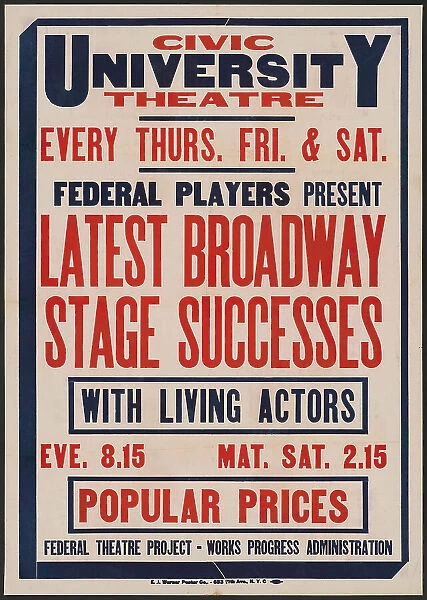 Latest Broadway Stage Successes 2, Syracuse, NY, [193-]. Creator: Unknown