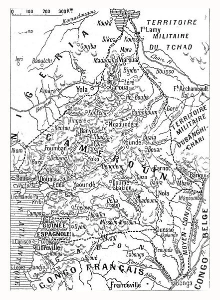 Le Cameroun Francais; Carte du Cameroun franco-britannique, 1916. Creator: Unknown