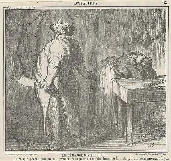 Le désespoir des bouchers, 19th century. Creator: Honore Daumier