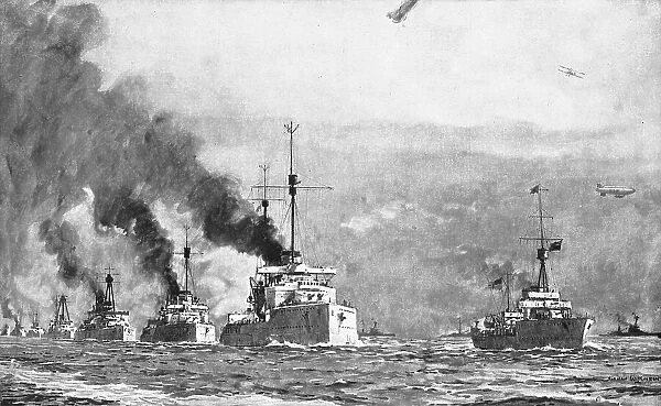 Le Reddition de la Flotte Allemande; le 21 novembre 1918, a midi, les grands navires de... 1918. Creator: Norman Wilkinson