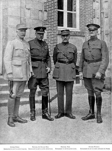 Les Grands Chefs Allies; les quatre commandants en chef, a l'issue d'une reunion au... 1918. Creator: Unknown