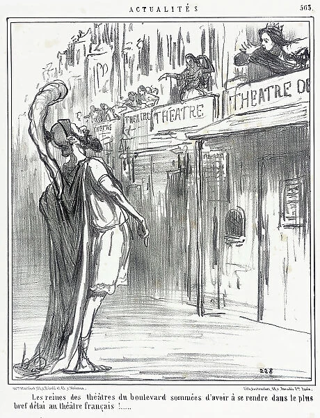 Les reines des théâtres du boulevard... 1858. Creator: Honore Daumier