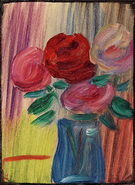 Still Life: Flowers in a Blue Vase, 1936. Creator: Javlensky, Alexei, von (1864-1941)