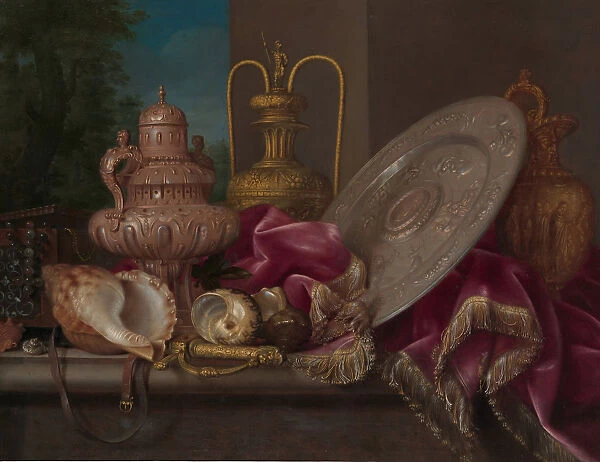 Still Life with Silver and Gold Plate, Shells, and a Sword, fourth quarter 17th century
