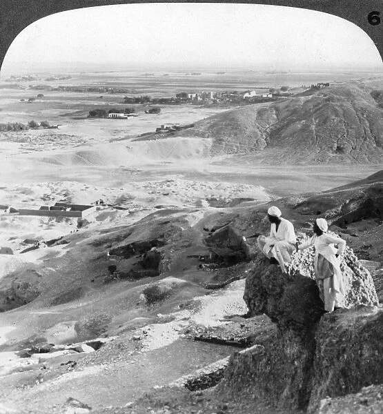 Looking south over the Theban plain and Temples of Medinet Habu, Egypt, 1905. Artist: Underwood & Underwood