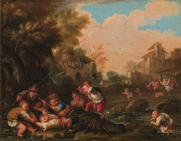 Lotta contro il gambero (Fight against the shrimp), c.1730-1740. Creator: Bocchi, Faustino (1659-1742)